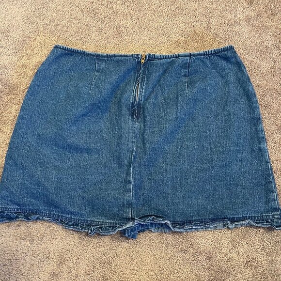 Vtg Carolina Blues Plus 16W Denim Skort Ruffled Hem & Front Pockets 100% Cotton - Picture 2 of 8